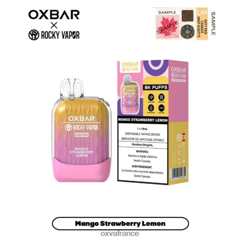 OXVA Disposable Pod - 6HT0Z10 mangue fraise citron OXVA OXBAR G8000